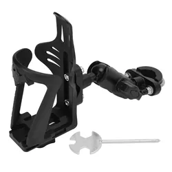 Adjustable Water Bottle Holder - Frosted Nylon & Aluminum Alloy for Motorcycles and Bikes (Black)