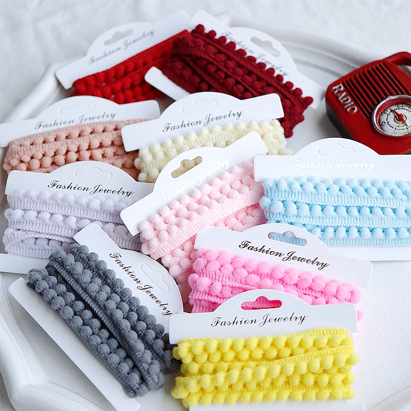 10mm Pom pom Lace Trims 5Yards Knitted pom fringe Ribbon DIY Sewing Material Wedding Party Craft Decors Clothing Accessories lace ribbon lace garment accessories lace sewing supplies lace decoration lace accessories lace sewing accessories clothing accessories pom pom trim
