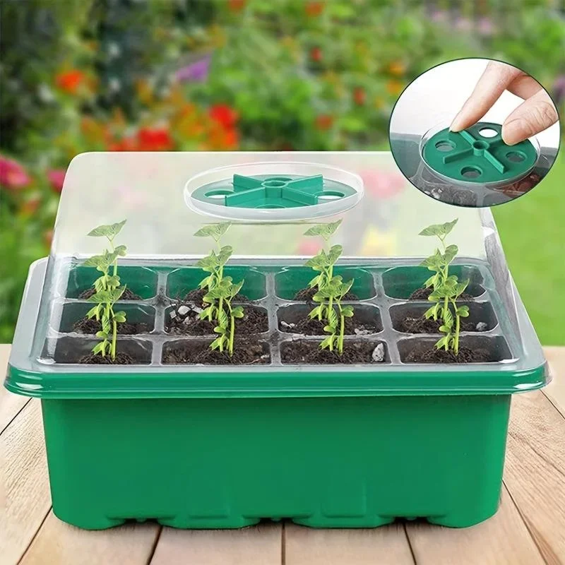 Seed Starter Tray Plant Starter Kit and Base Mini Greenhouse Germination Kit for Seeds Growing for Hydroponic Germination Tray Seedling Box Hydroponic Gardening Kit Sprouting Jars Kit