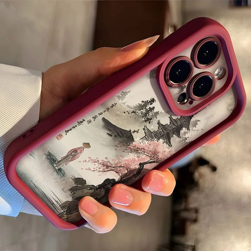 Japanese Temple & Cherry Blossom Soft Phone Case Cover