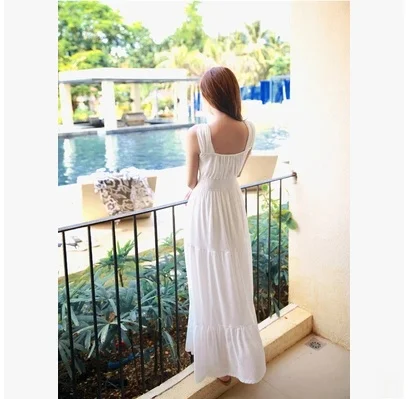 Summer 2025 White Long Svel Fro Beach Gown with Vest Ba Design Hing Waist Skimpy Sle Chiffon Dr for Women 5