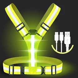 High - Visibility Adjustable LED Safety Vest with 3 Lighting Modes (Picture style)