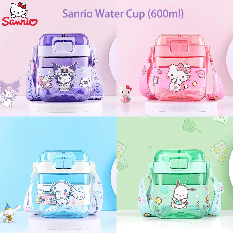 

600 мл большая емкость чашка для воды Kuromi Аниме периферийные приборы Sanrio, Hello Kitty Cinnamoroll Sippy чашка красивый детский чайник подарок
