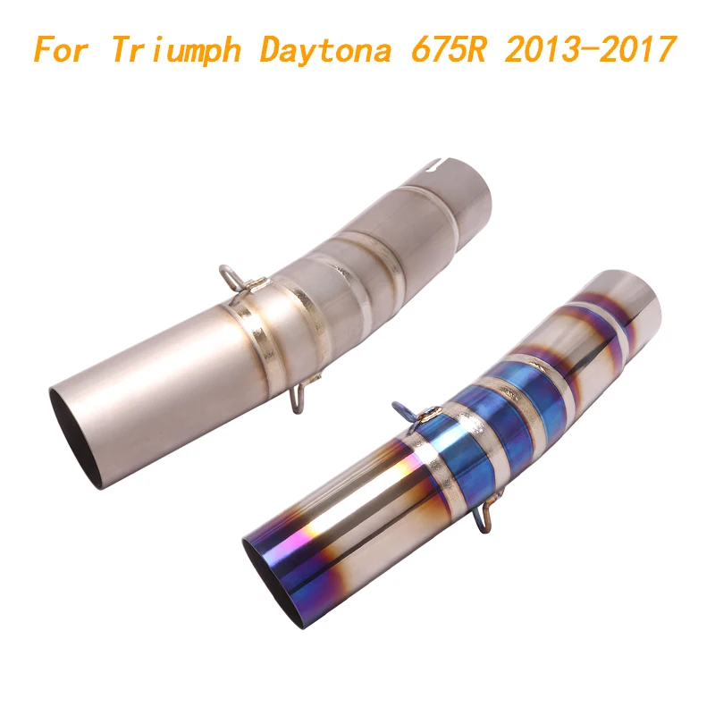 Slip On Motorcycle Exhaust Mid Connect Tube Middle Link Pipe Titanium Alloy For Triumph Daytona 675R 2013-2017