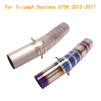 Slip On Motorcycle Exhaust Mid Connect Tube Middle Link Pipe Titanium Alloy For Triumph Daytona 675R 2013-2017