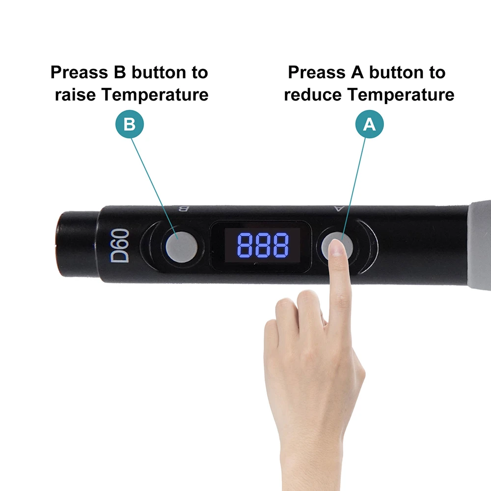 SEQURE SQ-D60B Mini Intelligent Electric Soldering Iron Smart LED Digital Display DC12-24V Portable Smart Adjustable Temp hot stapler plastic