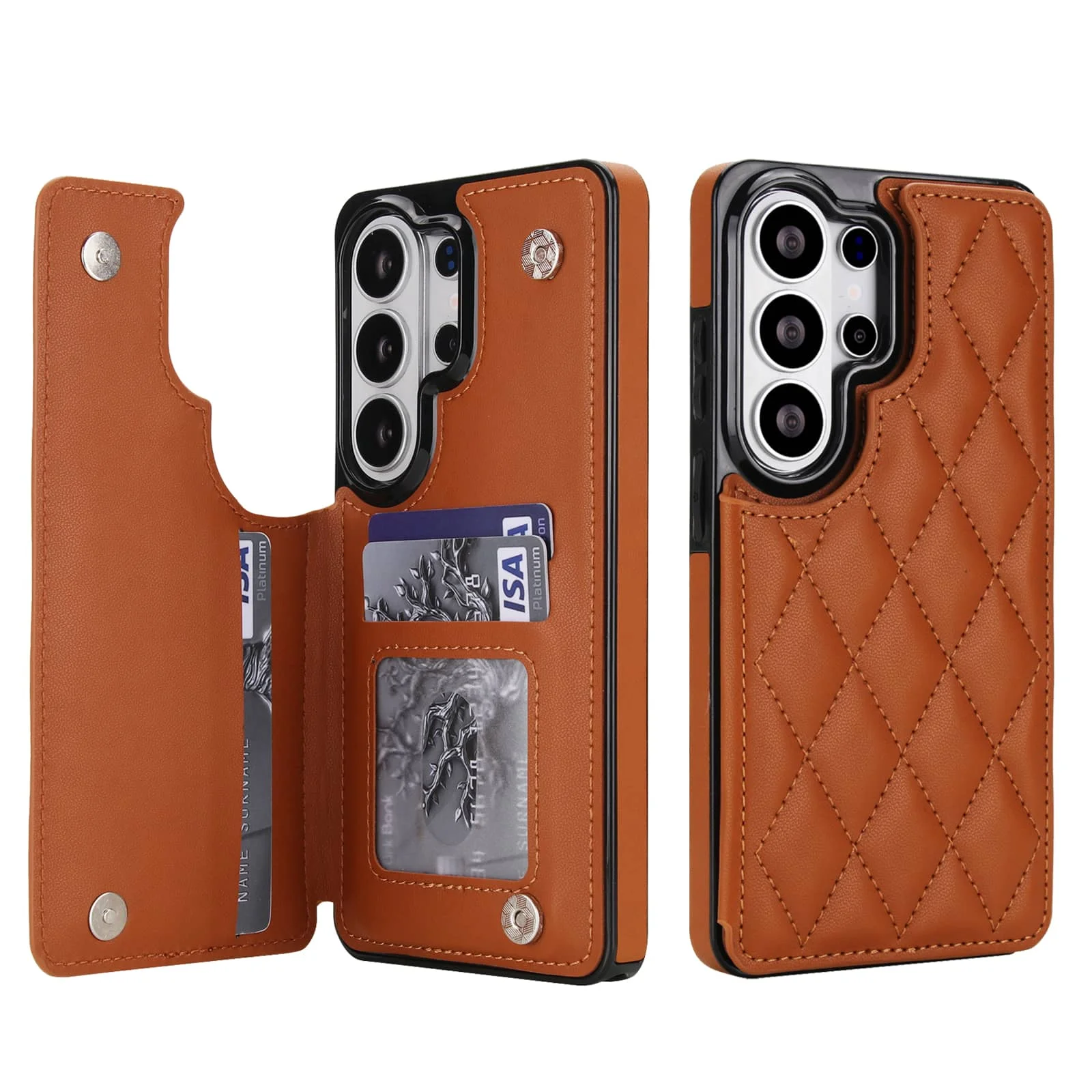 Luxury Flip Folio PU Faux Leather Wallet Cover with Card Slots and Kickstand
