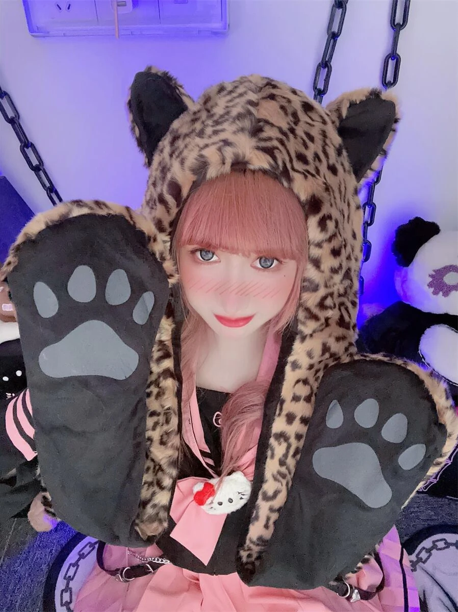 Harajuku Y2K Hot Girls Subculture Rainbow Faux Fur Hooded
