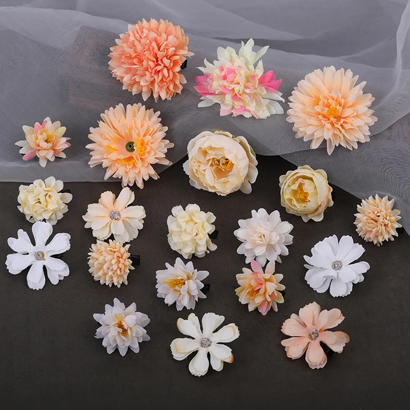 Silk Flower Set Hair Pins Clip Barrettes Japanese Chrysanthemum Bridal Wedding Hair Accessories