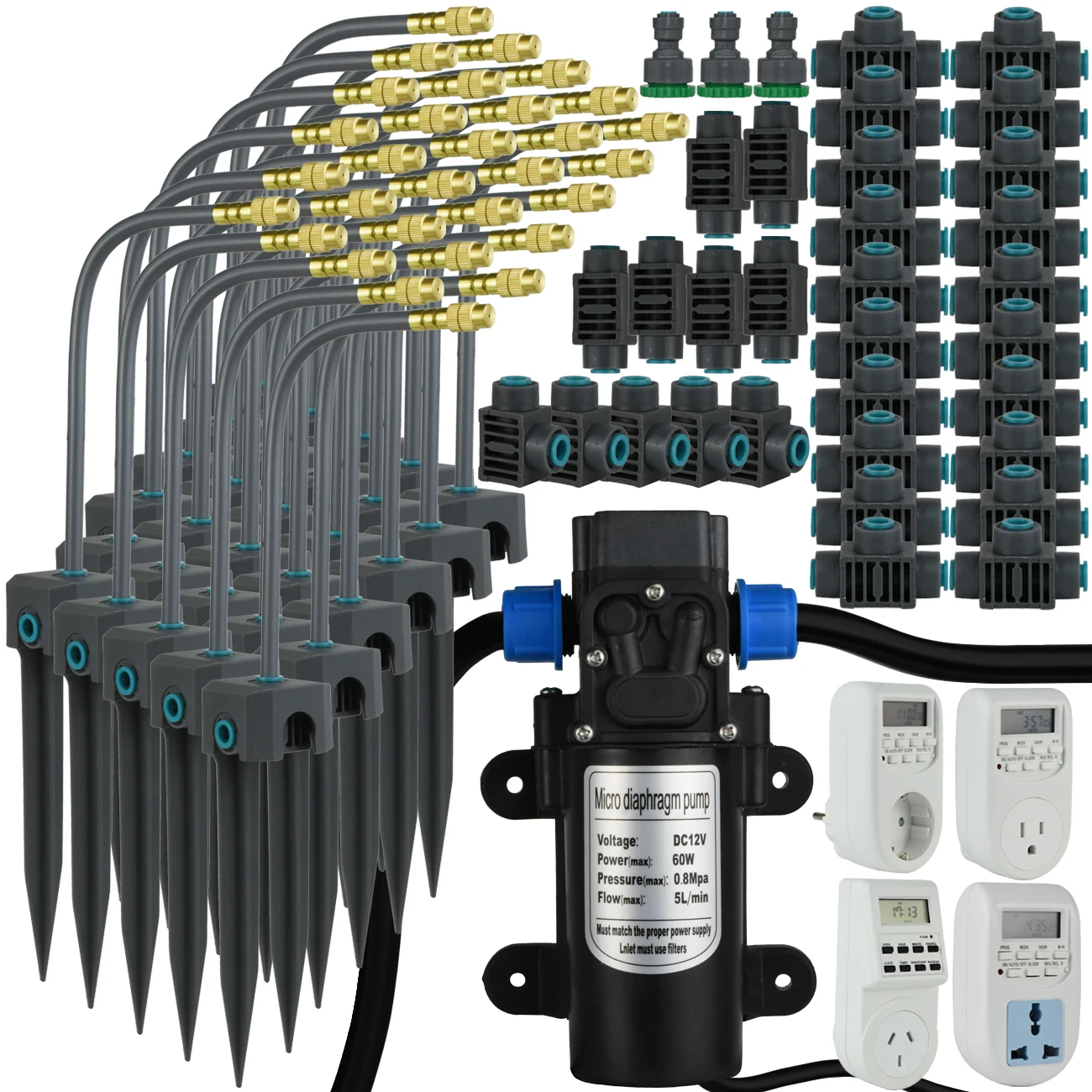 Bewässerungs system 5m-30m Tropf bewässerungs set 360 ° biegbarer Nebel Messing Kühl sprinkler selbst ansaugende Pumpe Garten Blumentopf Bonsai – Detail 1