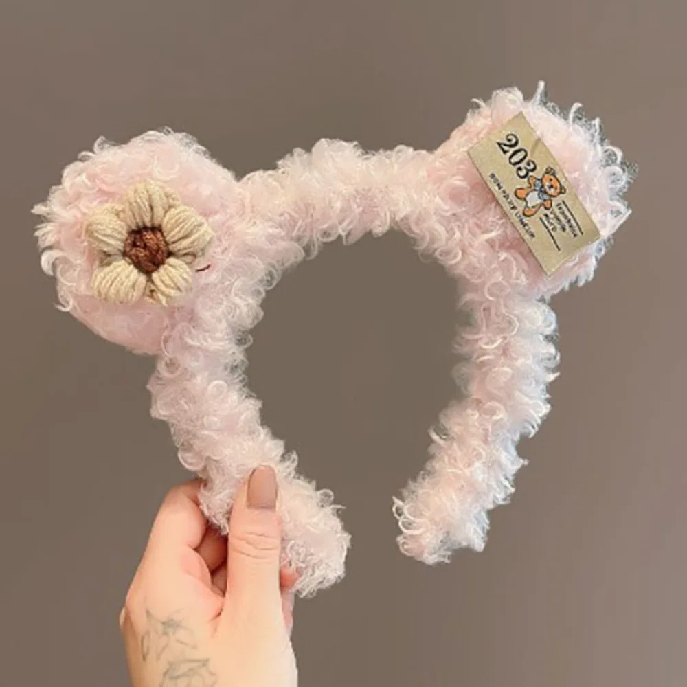 

Plush Cartoon Teddy Bear Hairband Durable Headwear Bear Ears Wash Face Hair Hoop Plush Headband