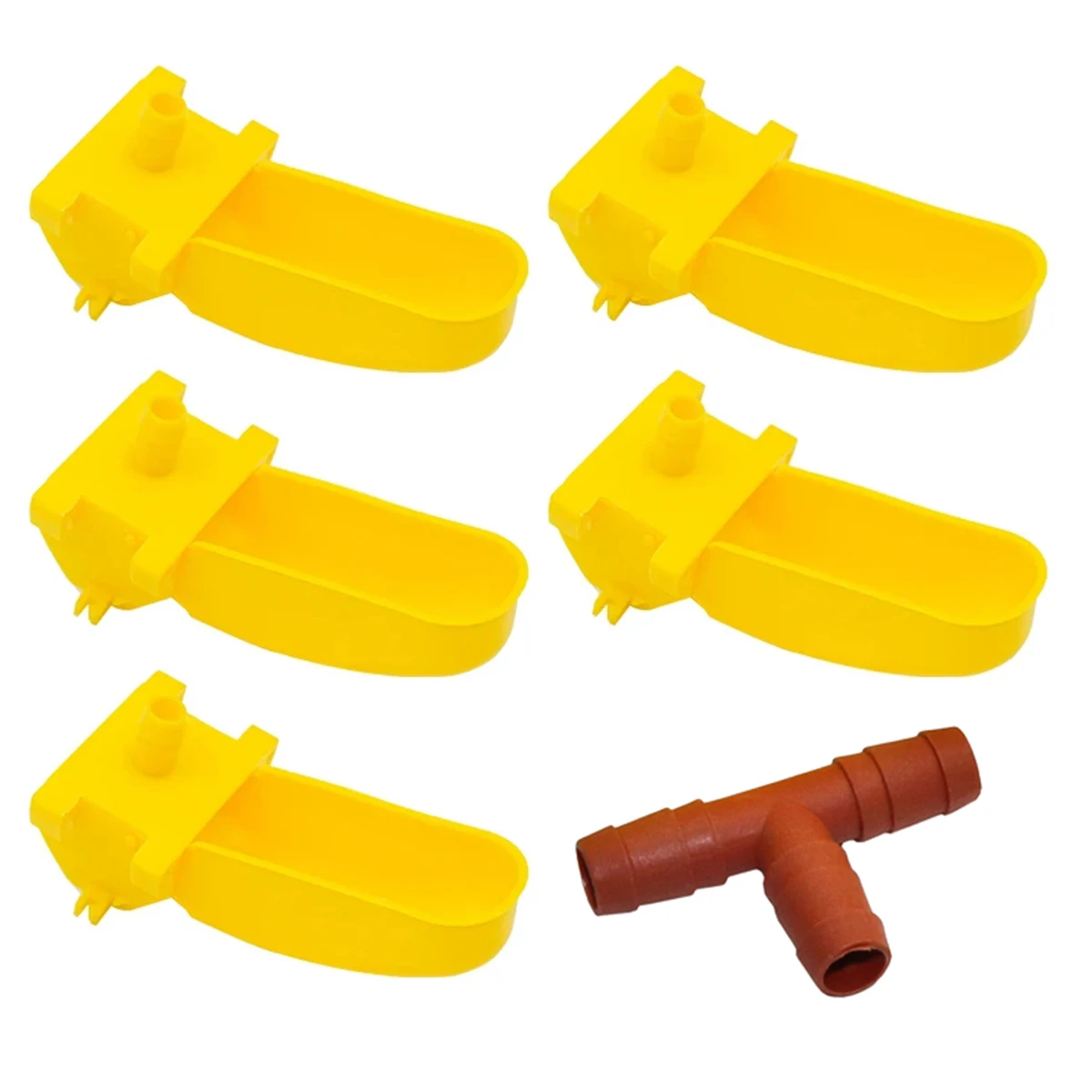 9.5mm Interface Birds Double-sided Hanging Cup Automatic Drinking Bowl and Tee Connector Quails Pigeons Chicks Waterer Cups 5Pcs