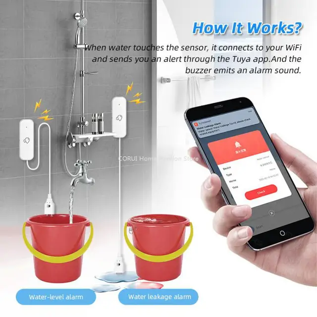 Tuya WiFi ZigBee Water Leak Detector with Buzzer Overflow Level Detector Flood Leakage Security Protection Smart Home 4