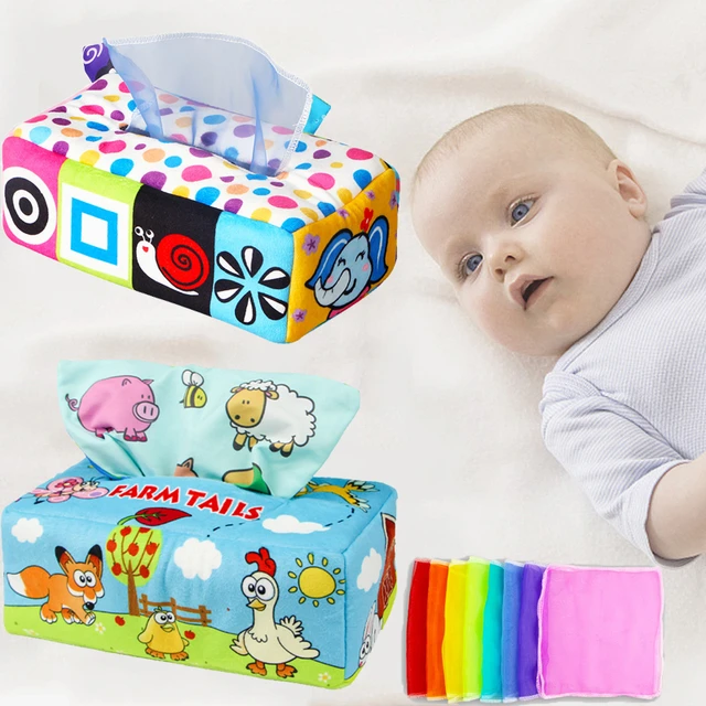 Boîte à mouchoirs Montessori, jouets pour bébé de 0 à 18 mois,  développement sensoriel, dessin animé, animaux, nouveau-né, jouets  éducatifs d'apprentissage précoce - AliExpress