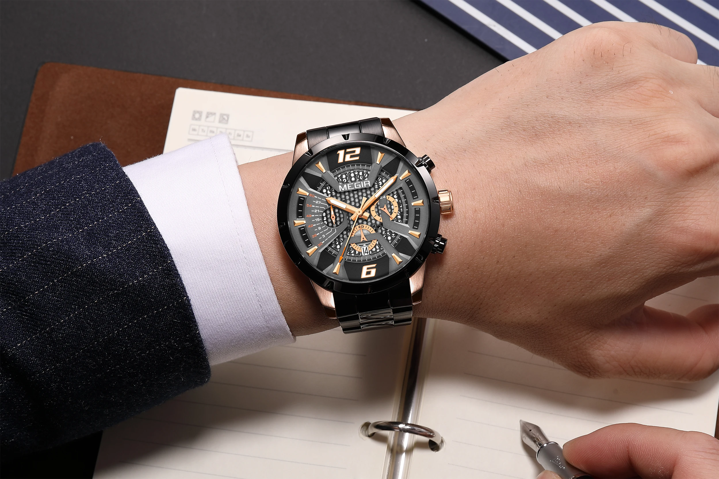 Stainless Steel for Men Luxury Business Casual Quartz Date Clock Chronograph Big Dial Wrist_voghion.com