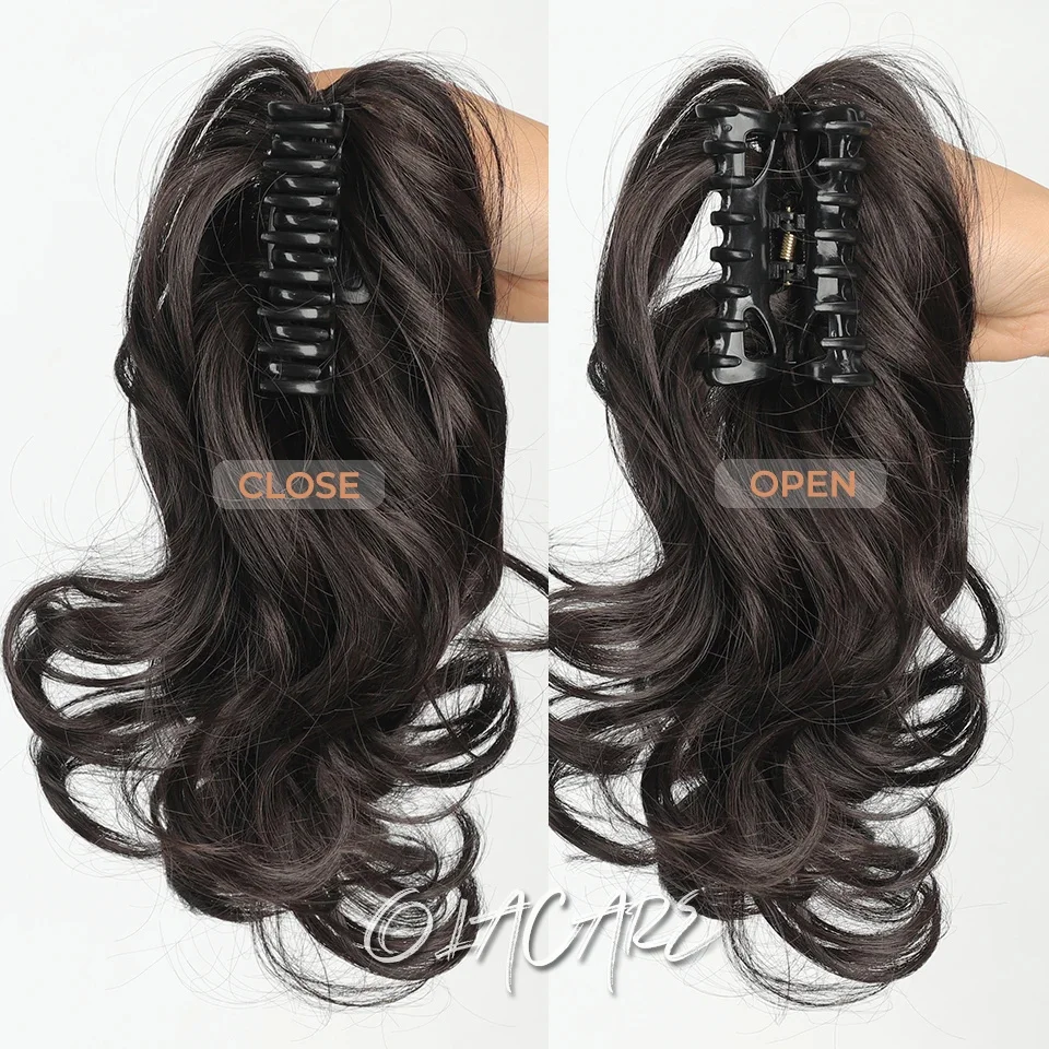 Synthetic Wavy Ponytail Extension Hairpiece Short Curly Claw Clip Ponytail For Women Heat Resistant Pony Tail Clip Fake Hair clip in ponytail hair extension,synthetic ponytail,synthetic hair accessories,clip in ponytail extensions