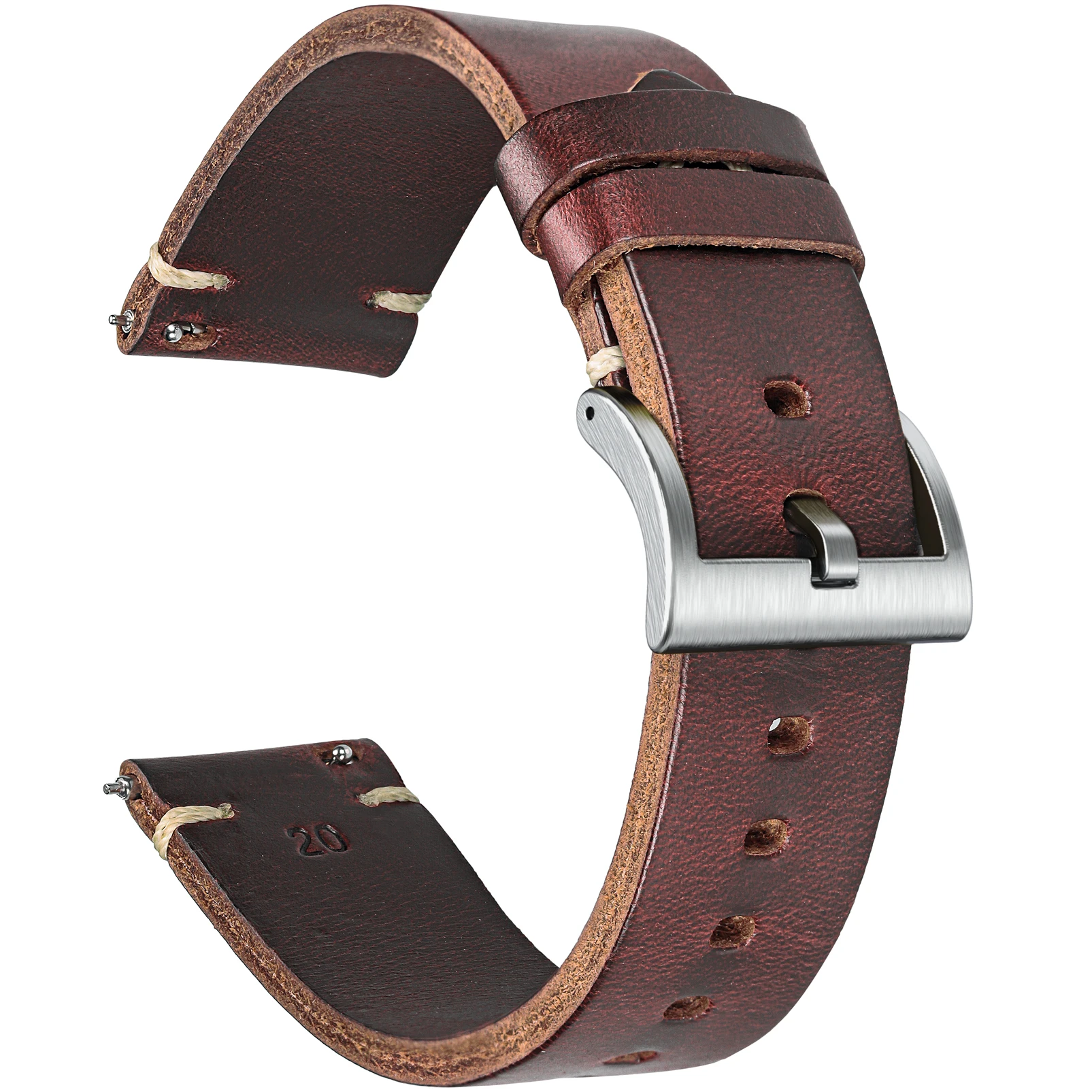 

Hemsut Horse Hip Leather Watch Bands for Men Women, Horween Chromexcel Leather Quick Release Handmade Watch Strap Soft Vintag
