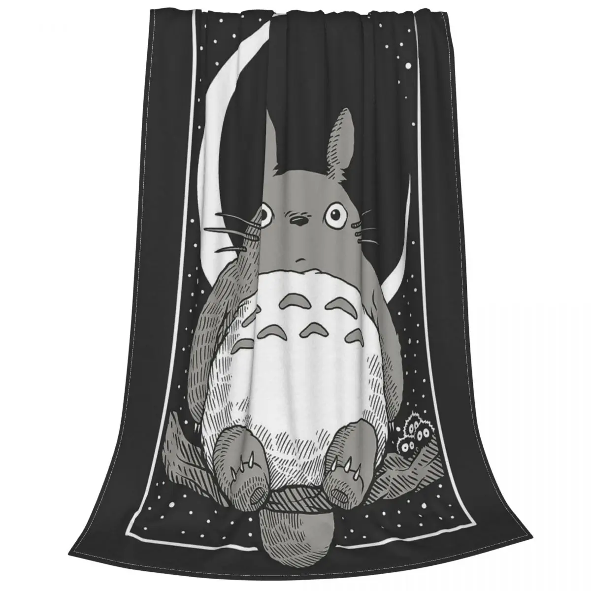 Anime My Neighbor Totoro Blanket Fleece Moon Vintage Mysterious Warm Throw Blanket for Bedroom Sofa Bed Rug