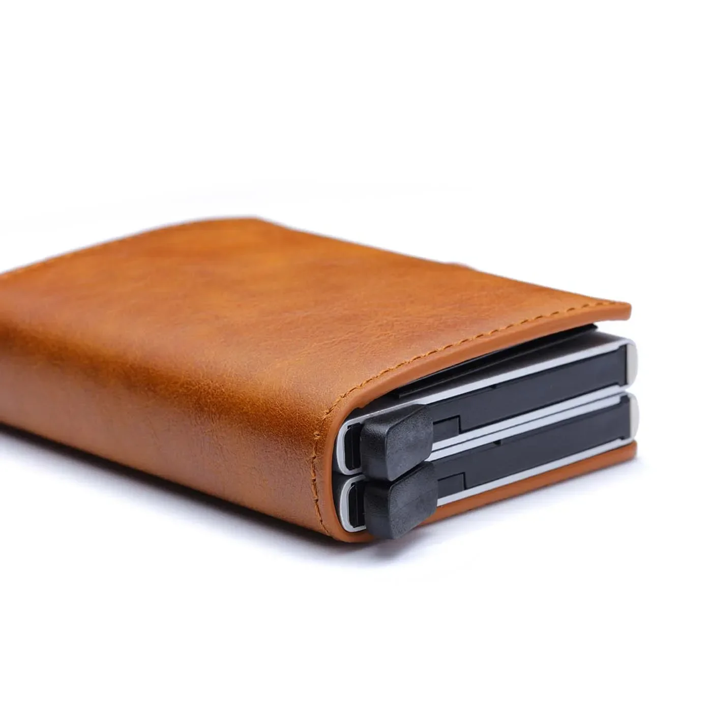 Men's Carbon Fiber Double-layer Wallet - Free Name Engraving - RFID Blocking Mini Card Holder (12-14 Slots) - Small Money Purse - 4