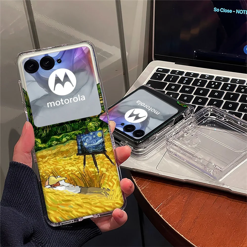 Abstract Oil Painting Art Pattern Transparent Hard Folding Phone Case