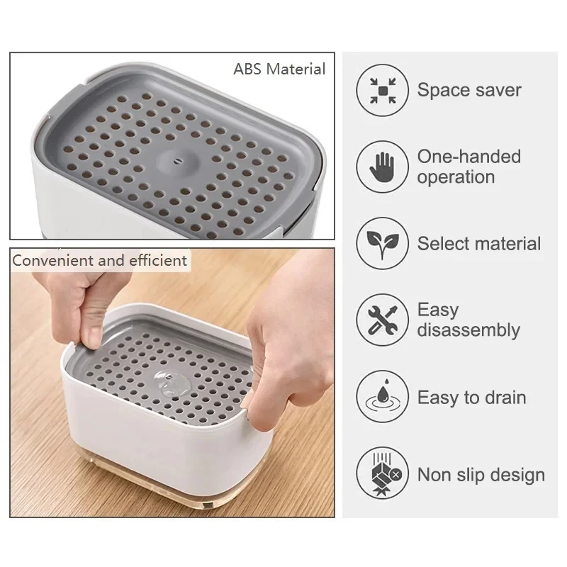 Soap dispenser 2In1 Dish Soap Dispenser Liquid Soap Pump Dispenser Container Sponge Holder For Kitchen Bathroom Washing Accessories