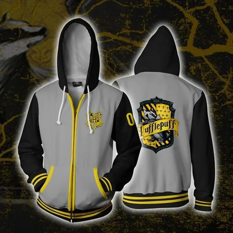 Hot Sale Harries 3D Print Sweatshirt Cardigan Hooded Sports Animals Potters for Unisex Long-sleeved Zipper Hoodie Jacket