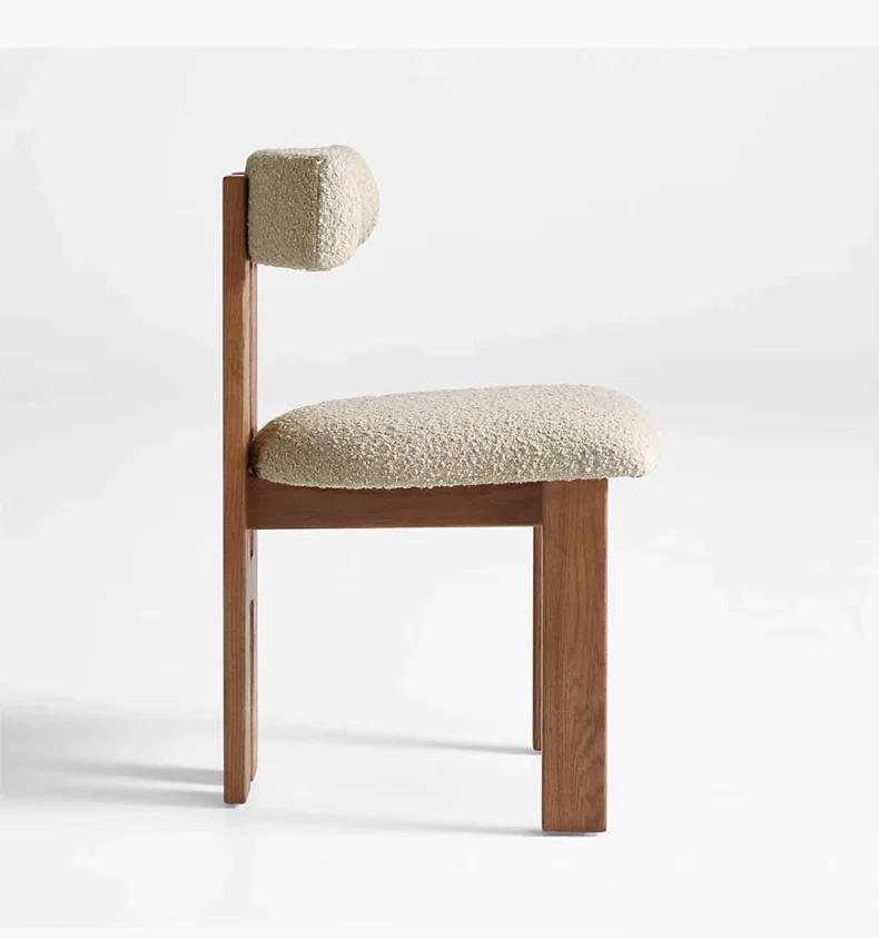 Description Picture 4 of itemFrench Retro Dining Chairs, Home Restaurant Solid Wood Chairs, Light Luxury Casual Makeup Stools, Designer Lamb Velvet Stools