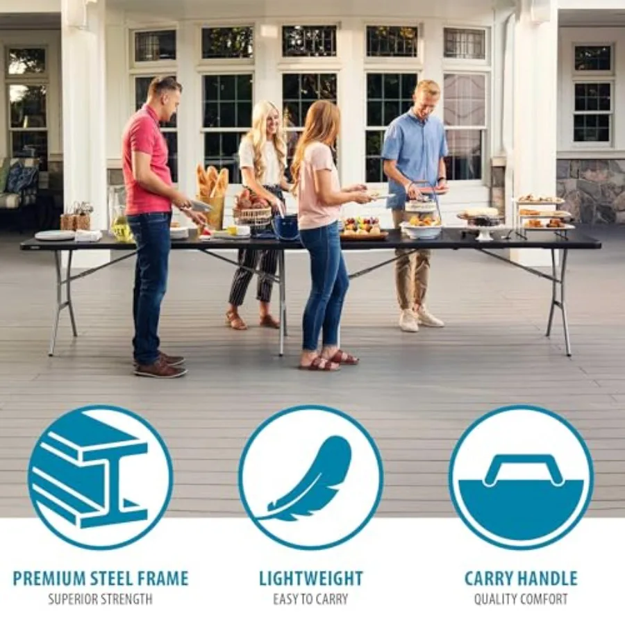 6Foot Fold in Half Table Light Commercial Black