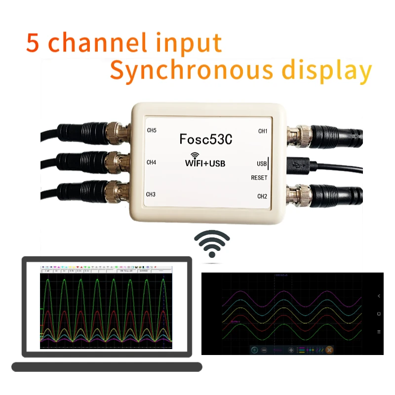 Fosc53C 1M  Wi-Fi USB Oscilloscope 5-channel synchronous input Laboratory electrical repair automotive handheld oscilloscope 3