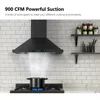 36 inch Black Wall Mount Range Hood, 900 CFM Ducted/Ductless Stainless Steel Vent Hood 2