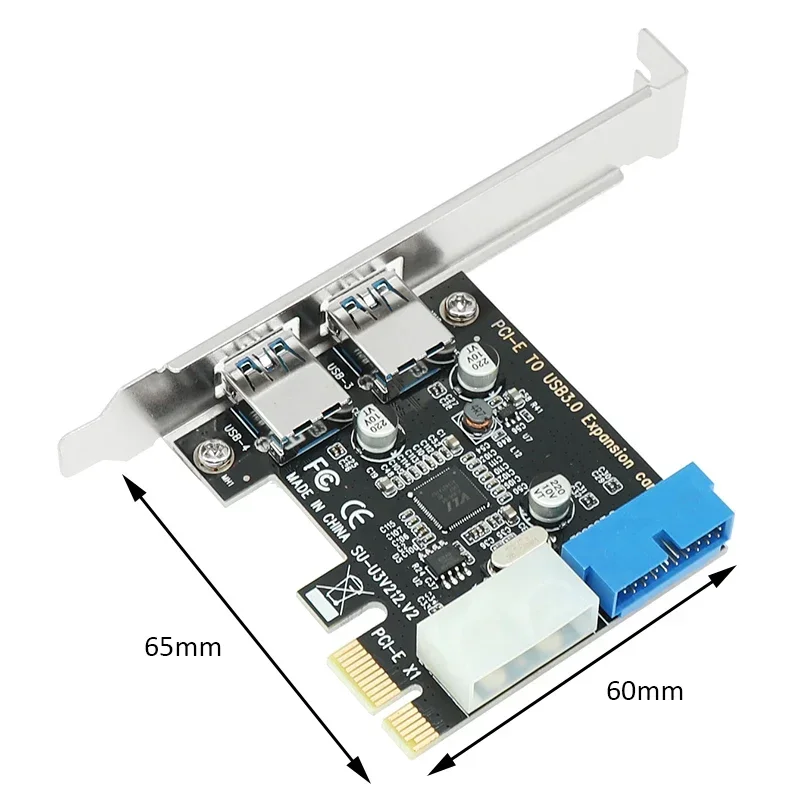 Scheda PCIe USB 3.0 Syba 4 Porte - 2 Porte Esterne + 2 Interne (Intestazione 19 Pin), Verde
