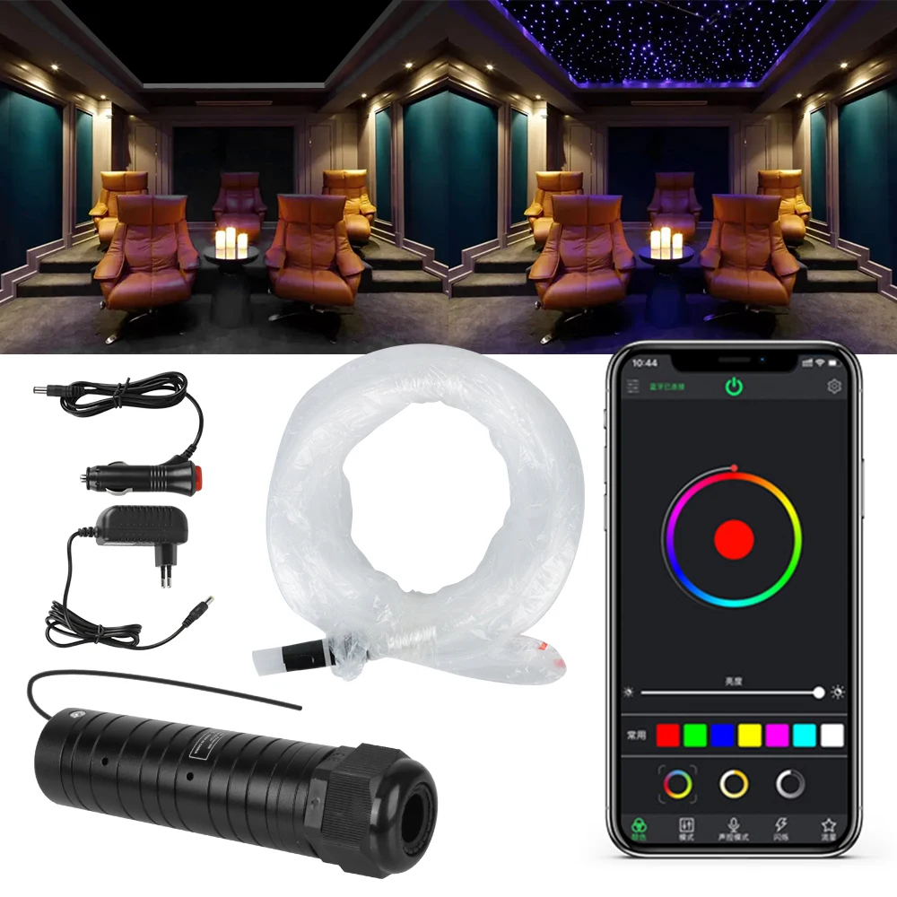 

LED Fiber Optic Lights DC12V 6W Bluetooth APP Music with RF control RGB Car Roof Star Light 2M -3M 0.75mm 300pcs