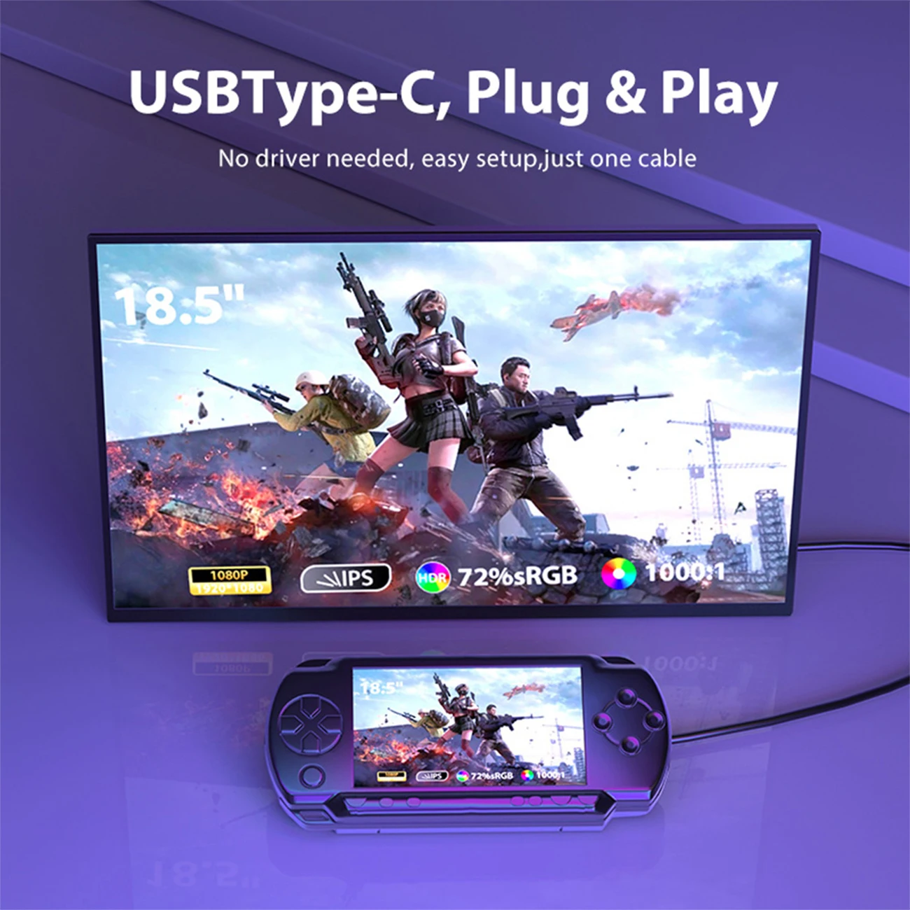 시볼란 21.5인치 100Hz 휴대용 모니터 RGB100% USB C 포트 여행용 보조 화면 데스크탑 노트북용 VESA 홀 내장 스피커