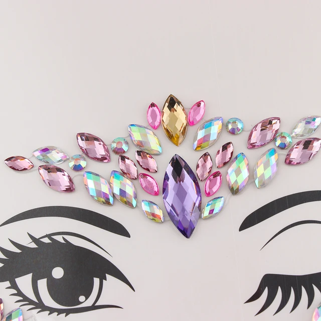 Newest 3D Crystal Forehead Headpiece Sticker Hair Jewels Glitter Face Body  Gems Rhinestone Festival Shiny Temporary