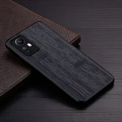 Luxury Bamboo Wood Pattern Leather Case Cover (Black)