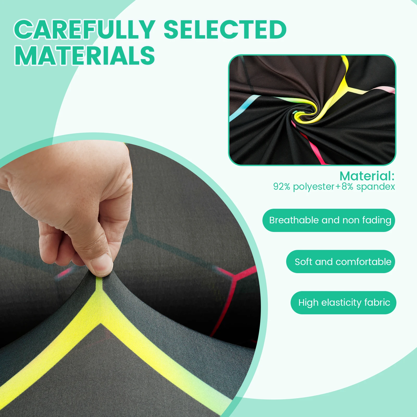 Gaming Chair Cover Printed Stretchable Elastic Office Seat Cover with Back and Armrest Cover Decorative Computer Chair Protector