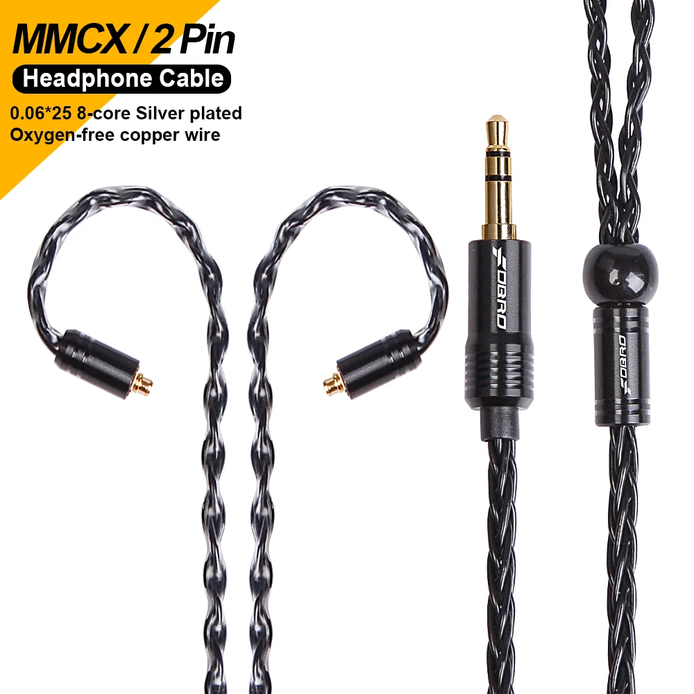 Mmcx-cabo de Ouvido Banhado a Prata Upgrade Núcleo 0.78 mm 2pin Substituir Headphone Hifi Headconjunto Fio de Áudio com 35 mm