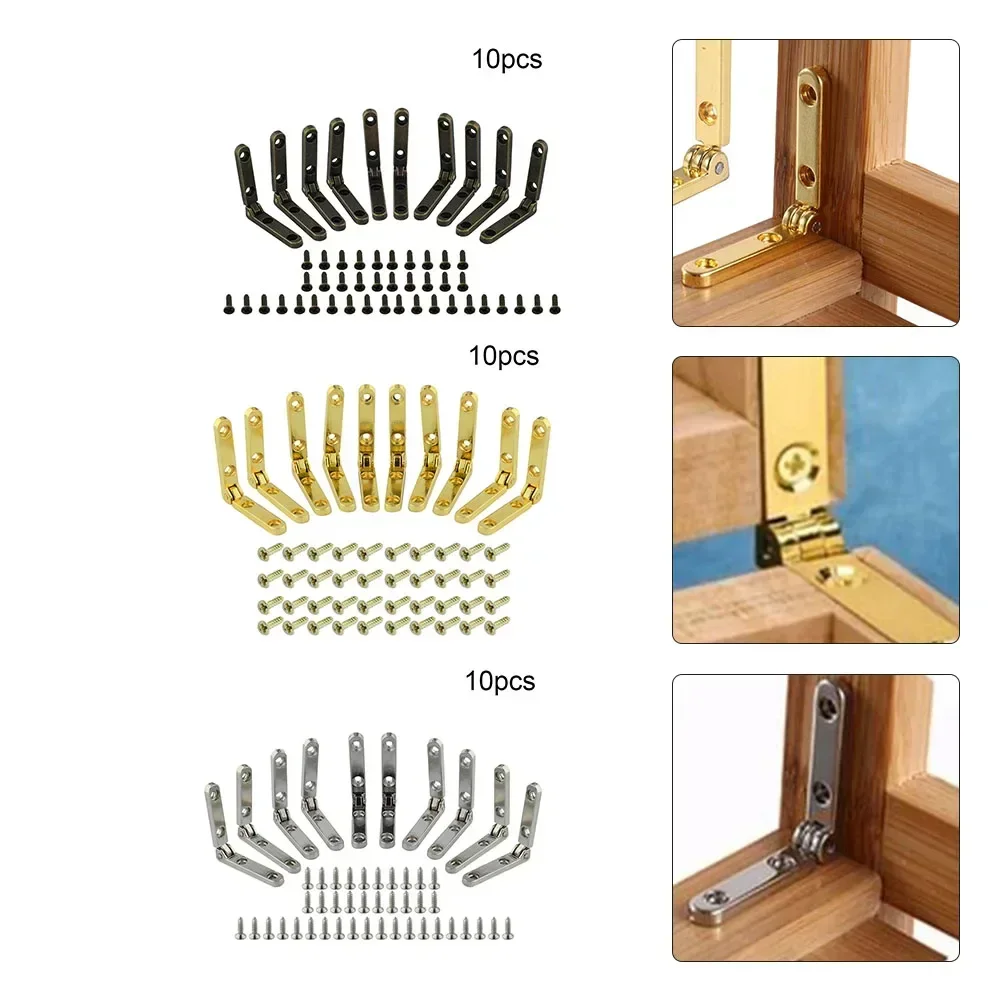 Folding 90&deg; Support Hinges Zinc Alloy Spring Hinge For Wooden Box Jewellery Case Self Locking 10Pcs