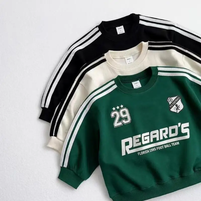 Autumn New Baby Long Sleeve Sweatshirt Cotton Boys Girls Letter Print Loose Pullover Infant Casual Versatile Tops Kids Clothes 1