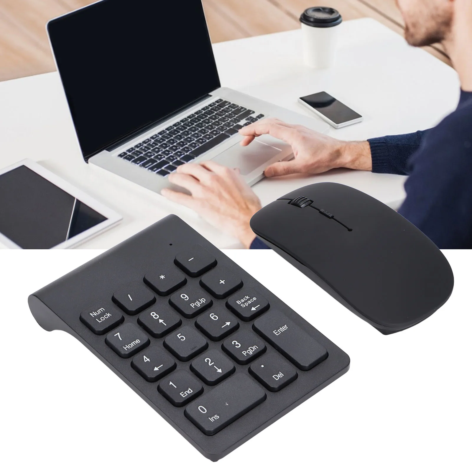 18 Key Usb Keypad Wide Compatibility Number Pad Mouse Combo Portable Size 2.4GHz Wireless Office Home For Travel_voghion.com