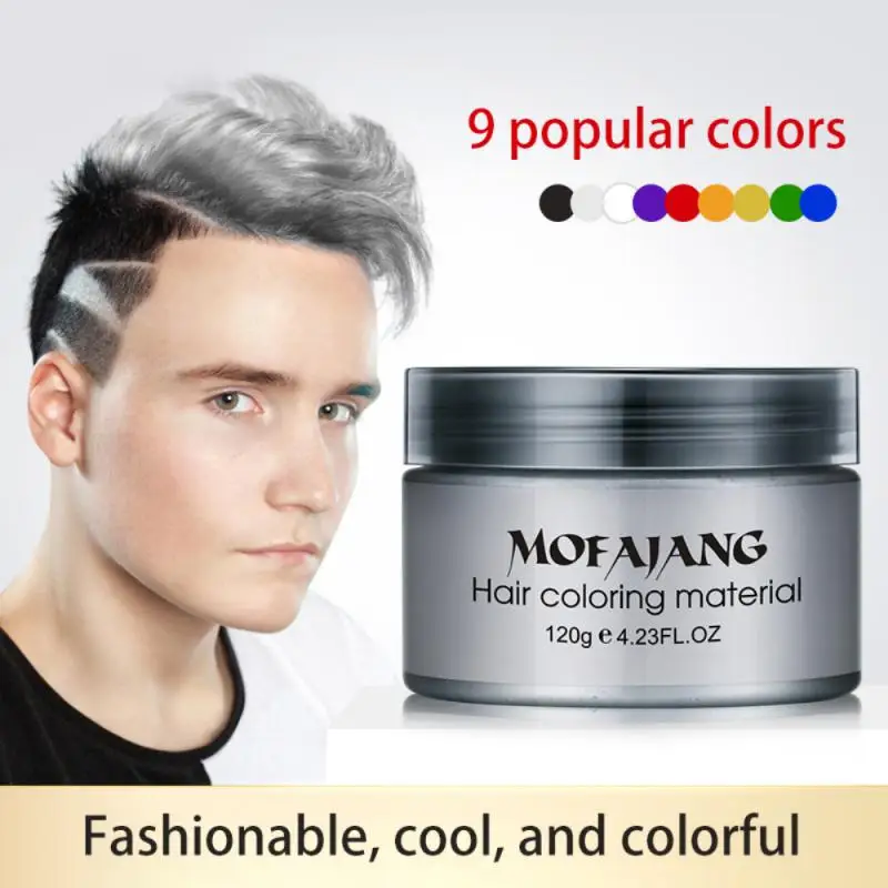 

Mofajang Color Hair Wax Styling Pomade Silver Grandma Grey Disposable Natural Hair Strong Gel Cream Hair Dye for Women Men 120g