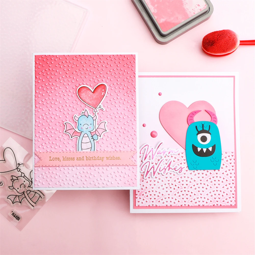 Tiny Heart Scallop Tufted 3D Embossing Folder Background for DIY Scrapbooking Adding Texture Paper Craft Making Stencil plastic embossing folder embossing folder