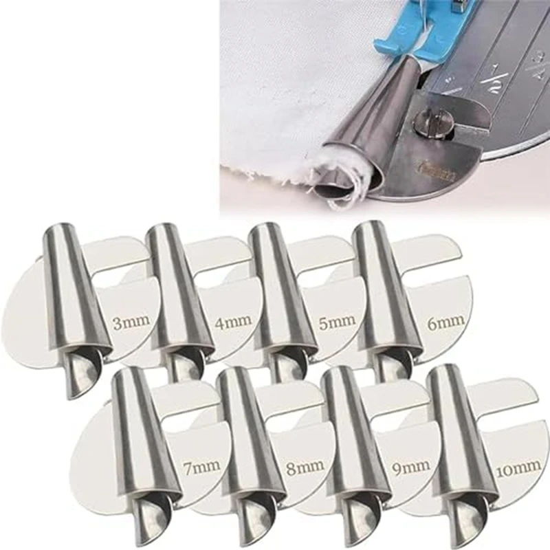 8Pcs Universal Sewing Rolled Hemmer Foot, 3-10Mm Rolled-Hem Presser Foot, Sewing Machine Wide Rolled-Hem Presser Foot