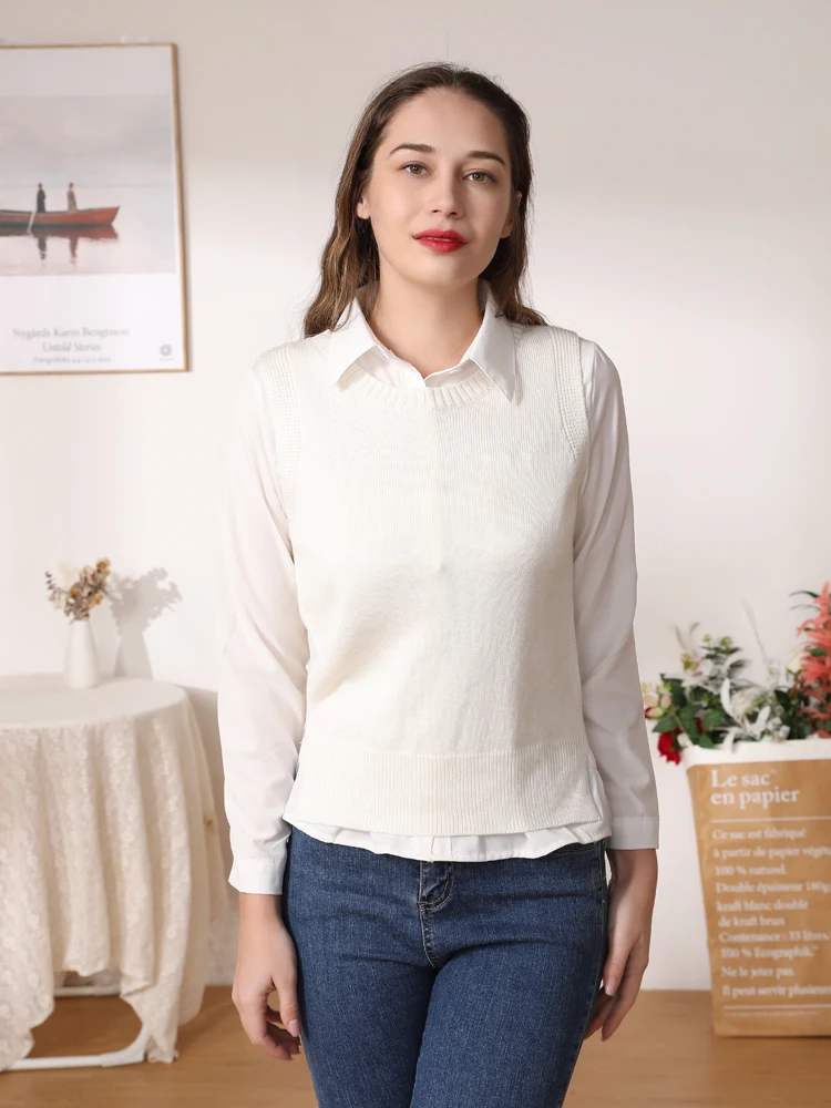 

Tops Padded Vest Woman Preppy Style Clothing Aesthetic Sweater Pullover Women Sweaters Blouse Women's Warm Korean Female Knitted