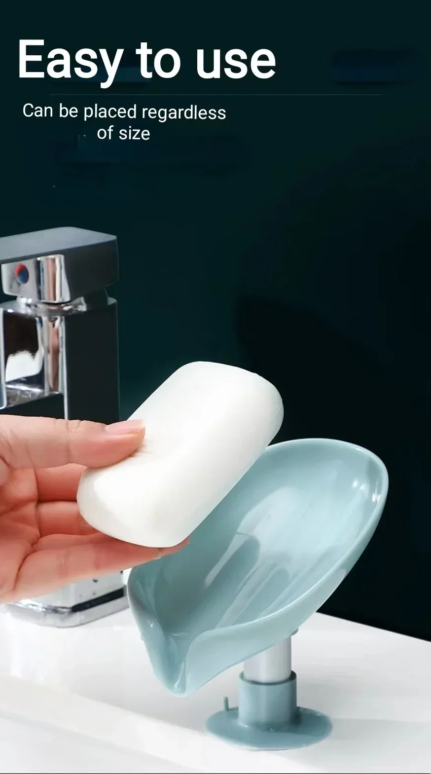 otus leaf Shape Soap Box Bathroom Accessories Tray Creative Sucker Water-free Storage Box 3
