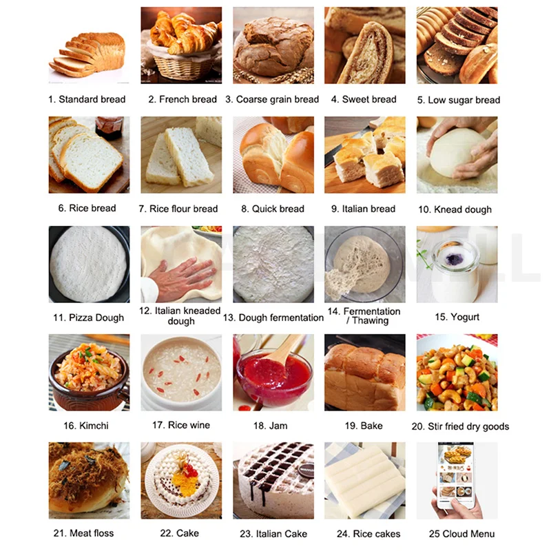 220V Bread Machine Household Automatic Bread Maker Dough Kneading Fermentation Machine Multifunction Breakfast Machine 3