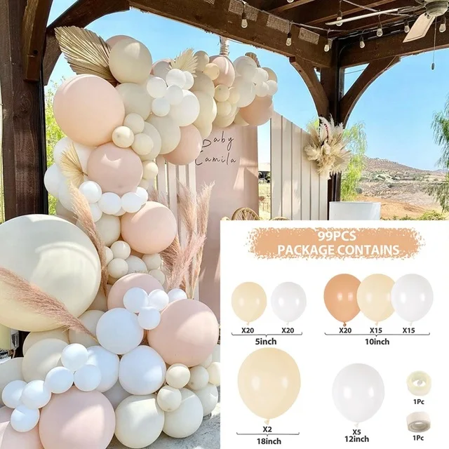 Kit arco palloncino matrimonio rustico doccia nuziale palloncini Beige  crema bianca ghirlanda fidanzamento decorazione festa di compleanno -  AliExpress