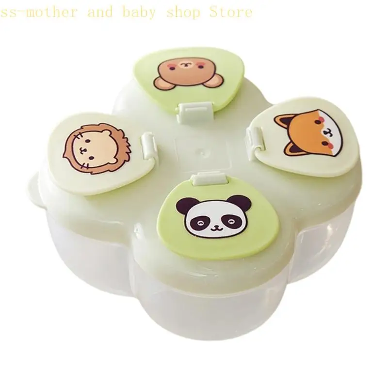 066B Portable 4 Compartment Baby Formula Dispenser Rotating Lid Travel Storage Box