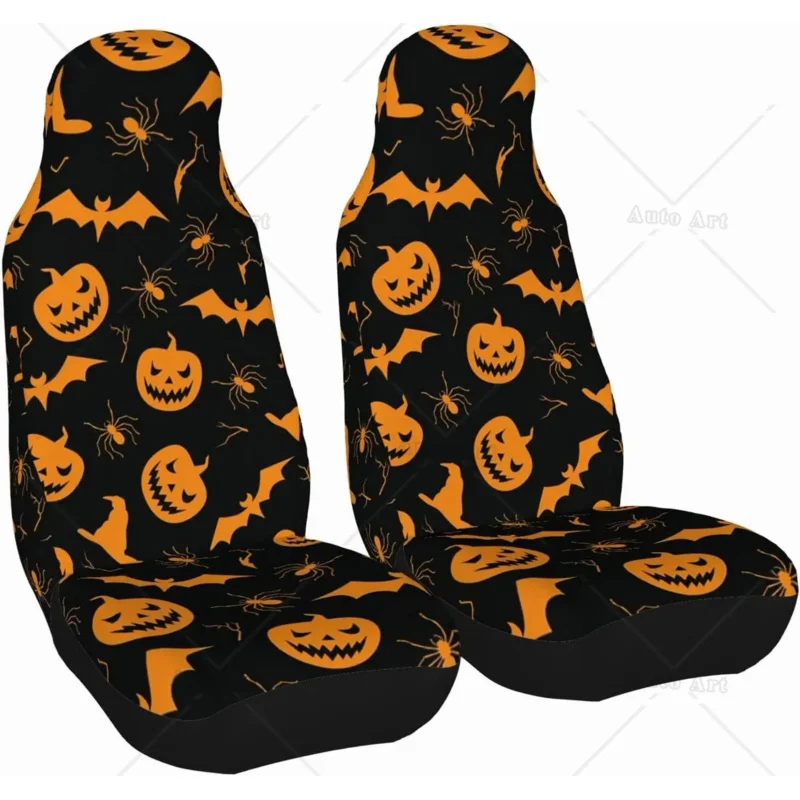 

Halloween Pumpkin Bats Pattern Car Seat Covers Protector Car Mat Covers Universal Fit for Vehicle Sedan Truck Automotive