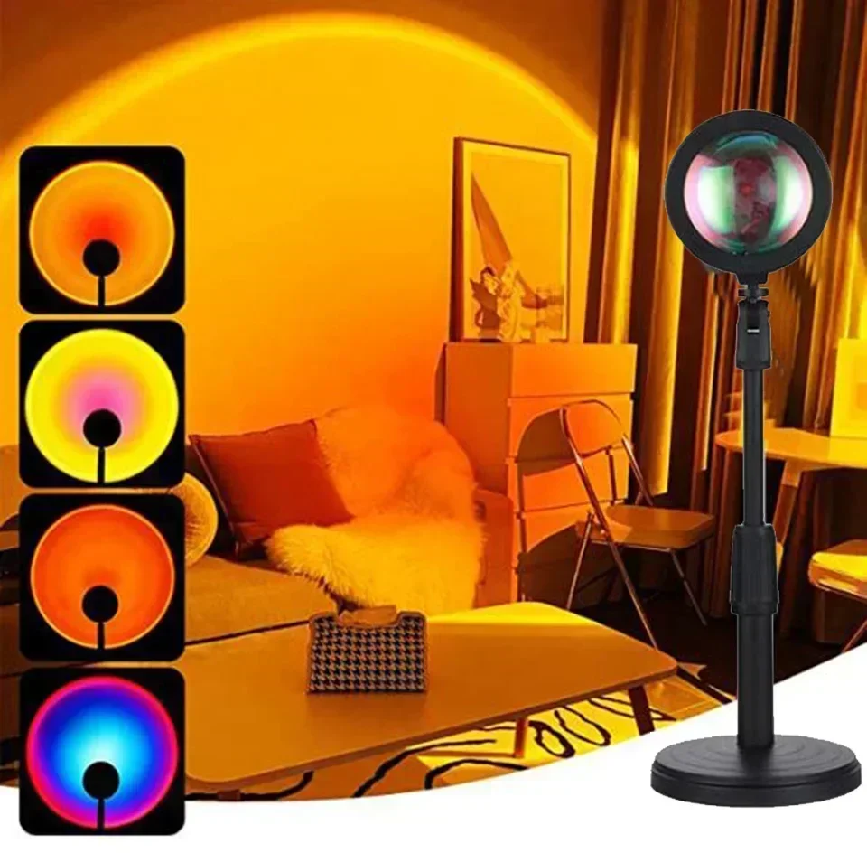 Description Picture 5 of itemSunset Lamp Projection Led Lights with Remote 16 Colors Night Light 360° Rotation Rainbow Lights 4 Modes Setting for Photograph